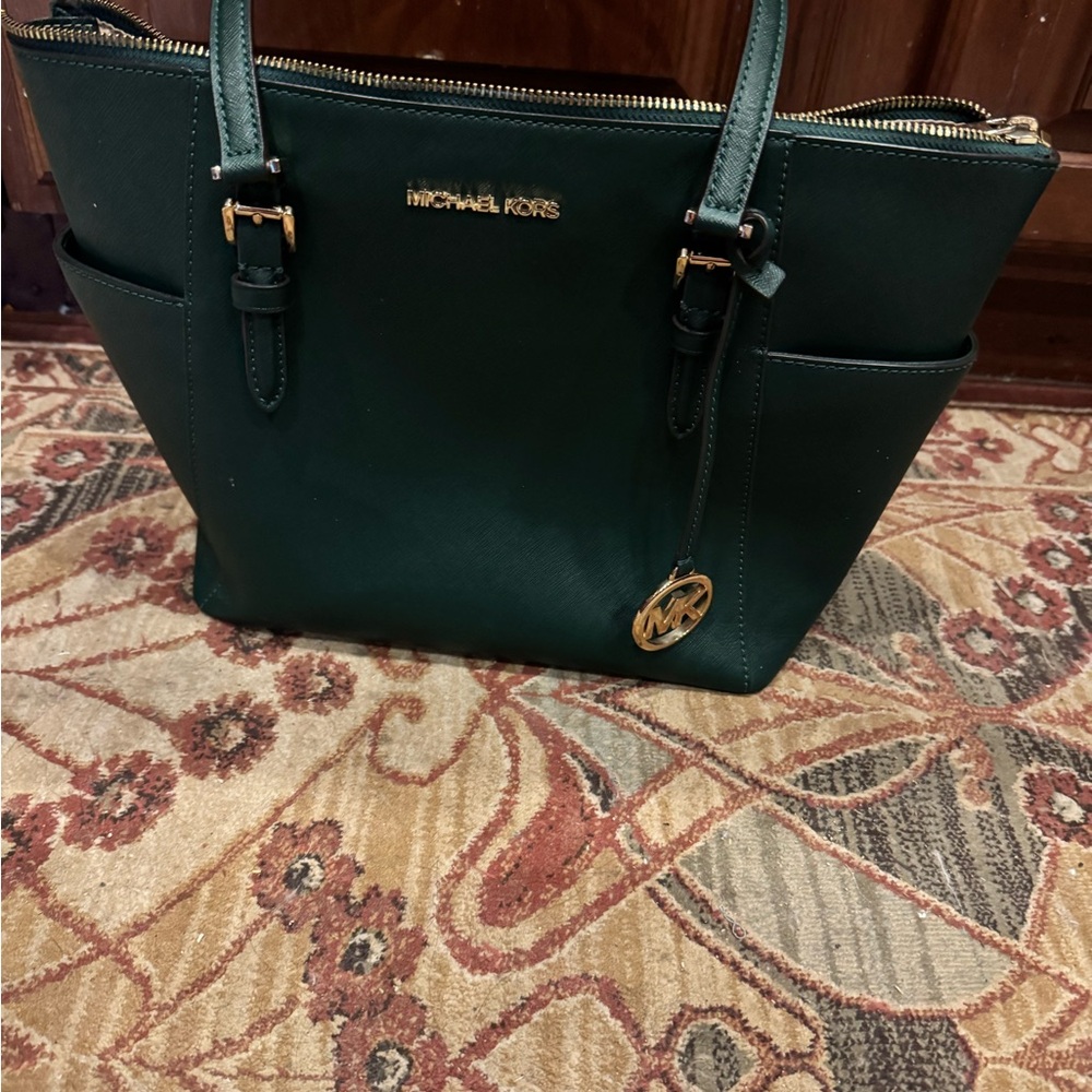 Michael Kors Dark Green Tote Bag